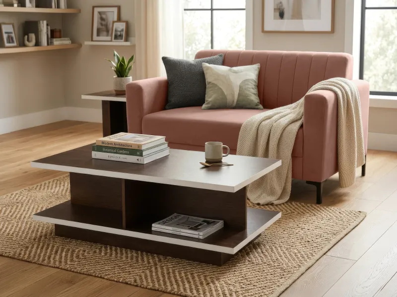Tulip Upholstered 3 Seater Sofa in Rust Ruby Color With Rio Centre Table